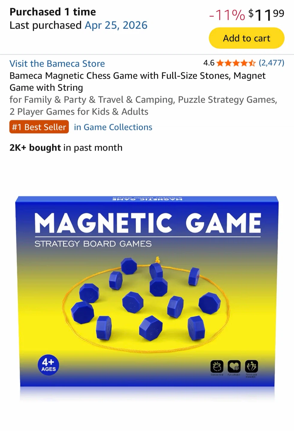 Bameca Magnetic Chess Game with String