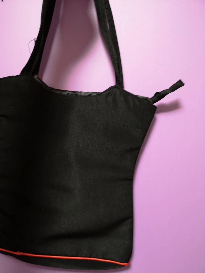 Black Asian-inspired Tote Bag with Red Trim - photo 4
