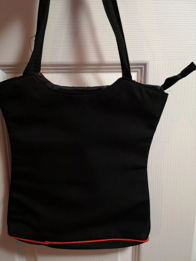 Black Asian-inspired Tote Bag with Red Trim - photo 5