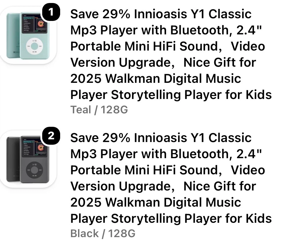 Innioasis Y1 Classic MP3 Player with Bluetooth - Teal/128G