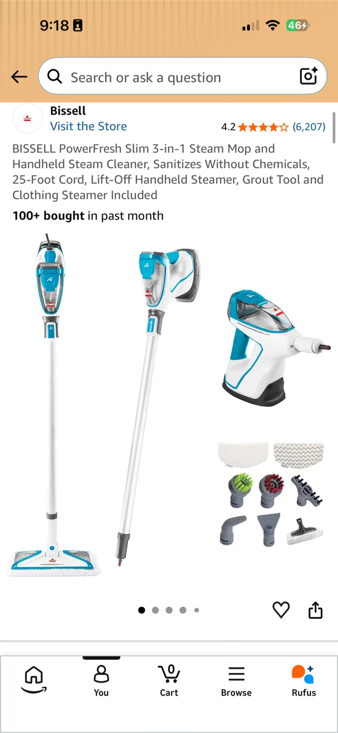 BISSELL PowerFresh Slim 3-in-1 Steam Mop and Handheld Cleaner