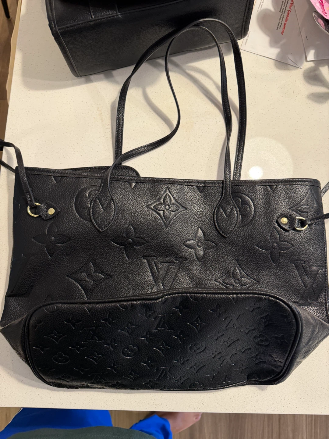 Louis Vuitton Black Leather Tote Bag