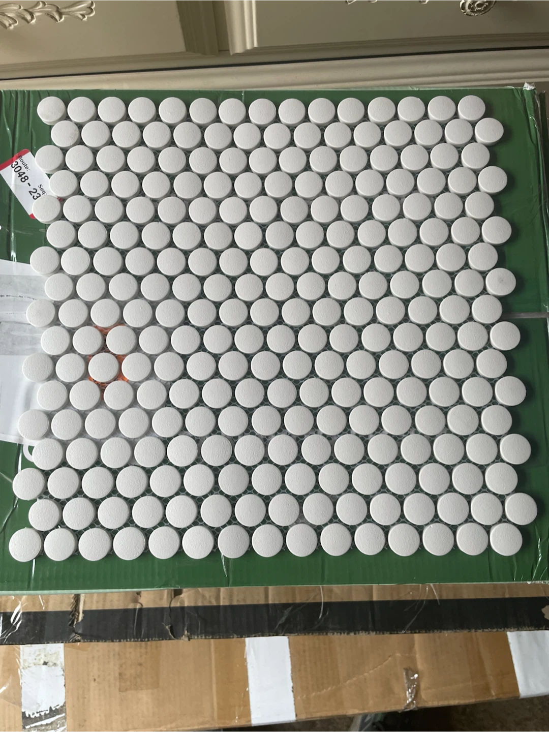 $7/square foot White Penny Round Mosaic Tile Sheet