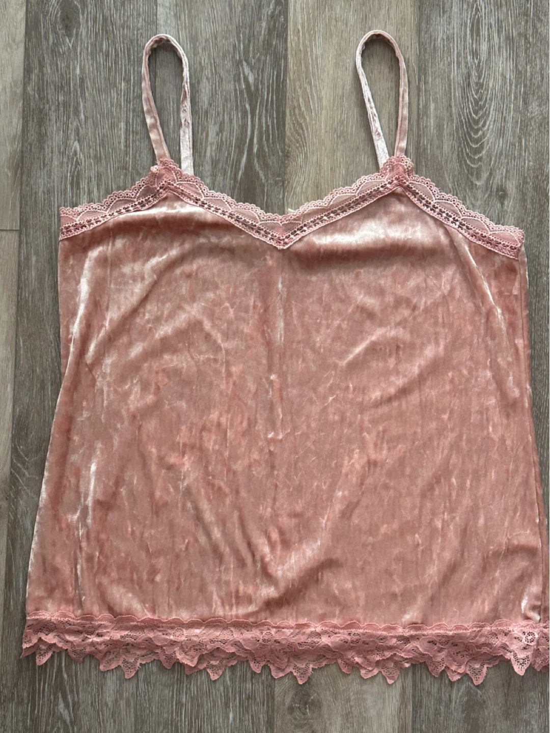 CUPIO Pink Velvet Lace Trim Camisole