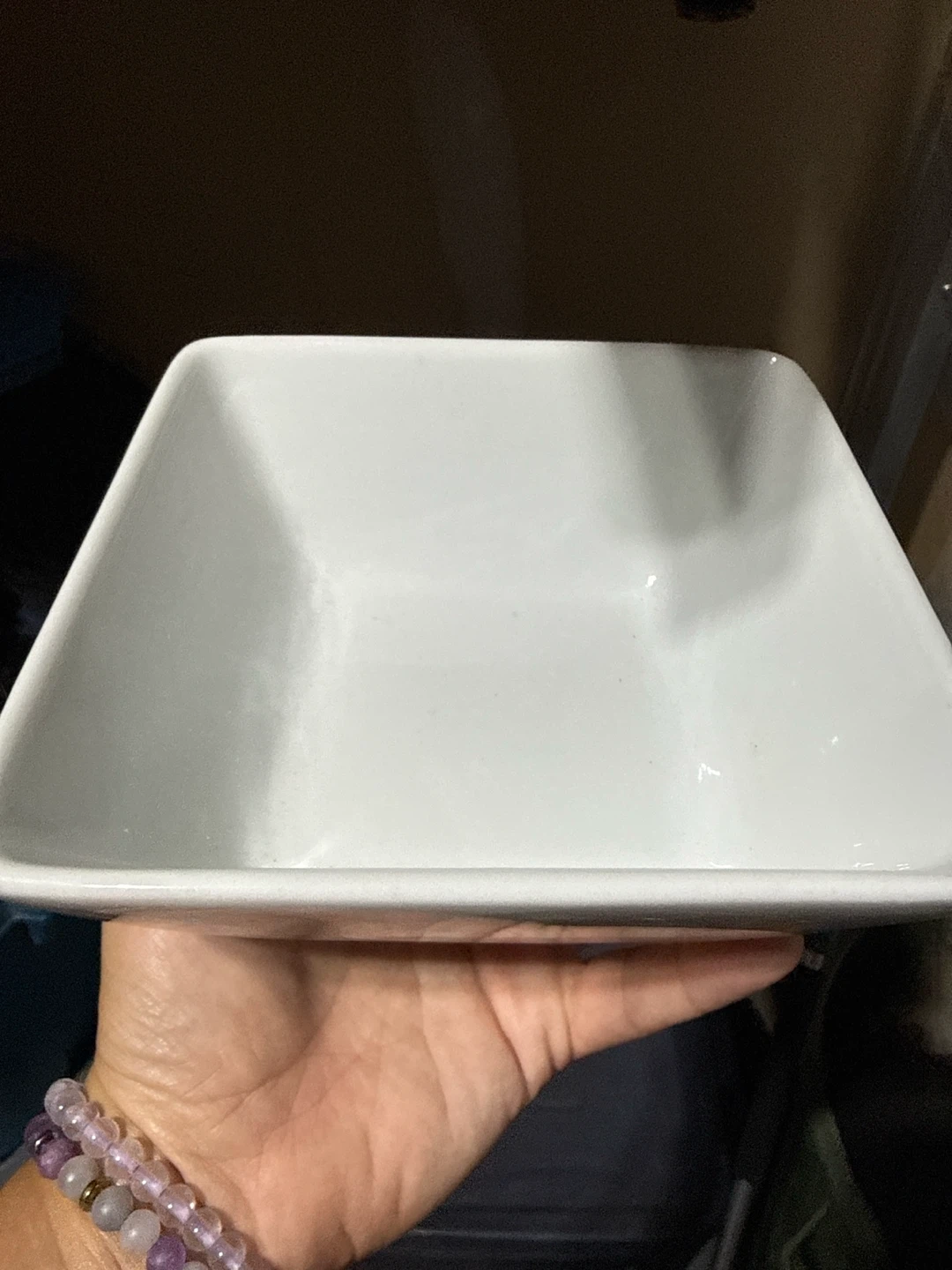 4x White square ceramic serving bowl