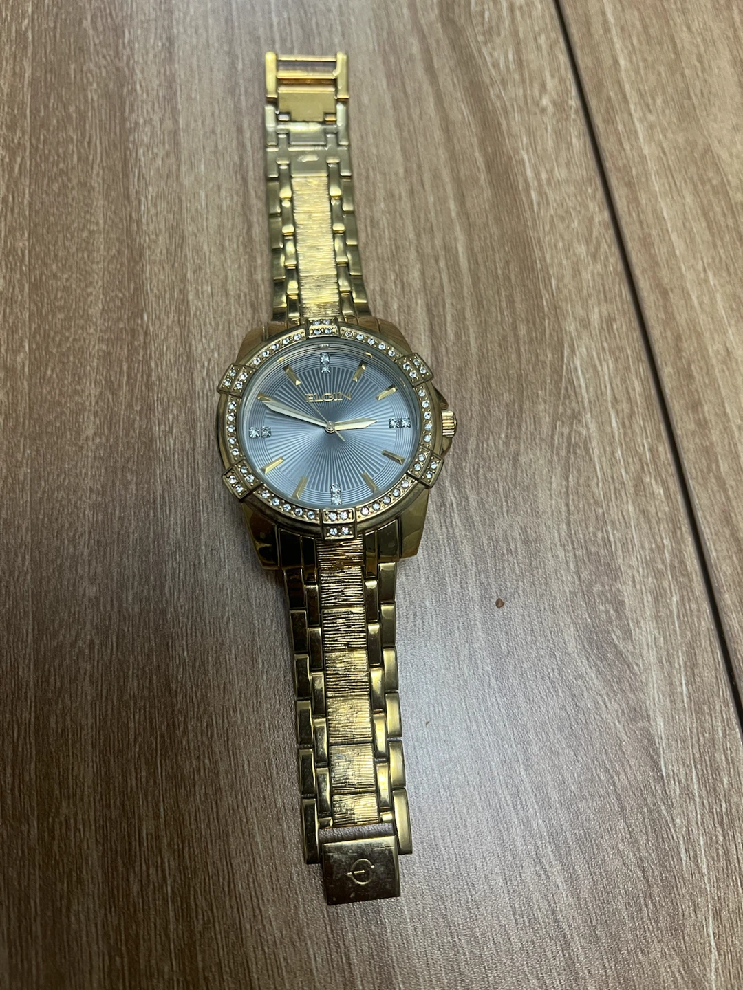 Elgin Gold-Tone Rhinestone Watch