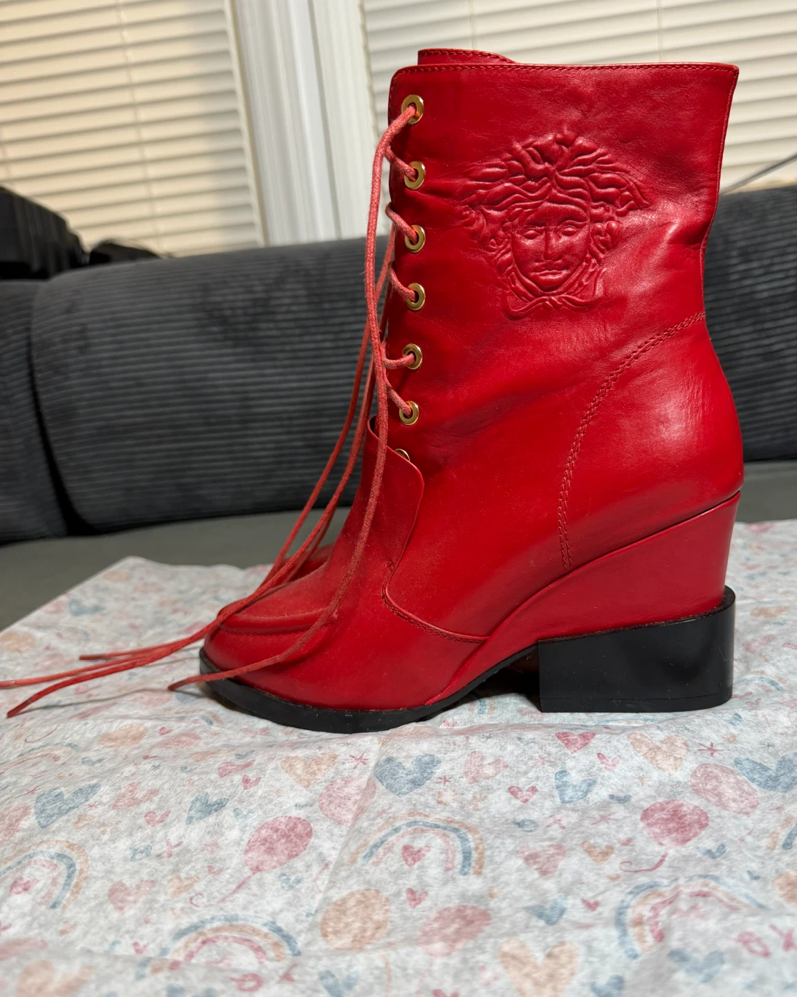 Versace Red Leather Medusa Boots – EU 35 / US 5 – Worn Once