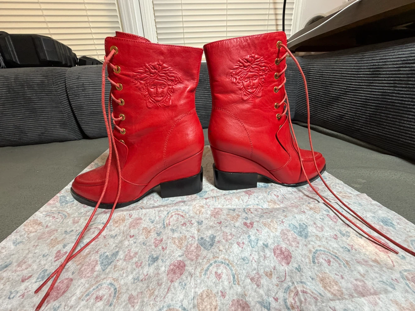 Versace Red Leather Medusa Boots – EU 35 / US 5 – Worn Once - photo 2