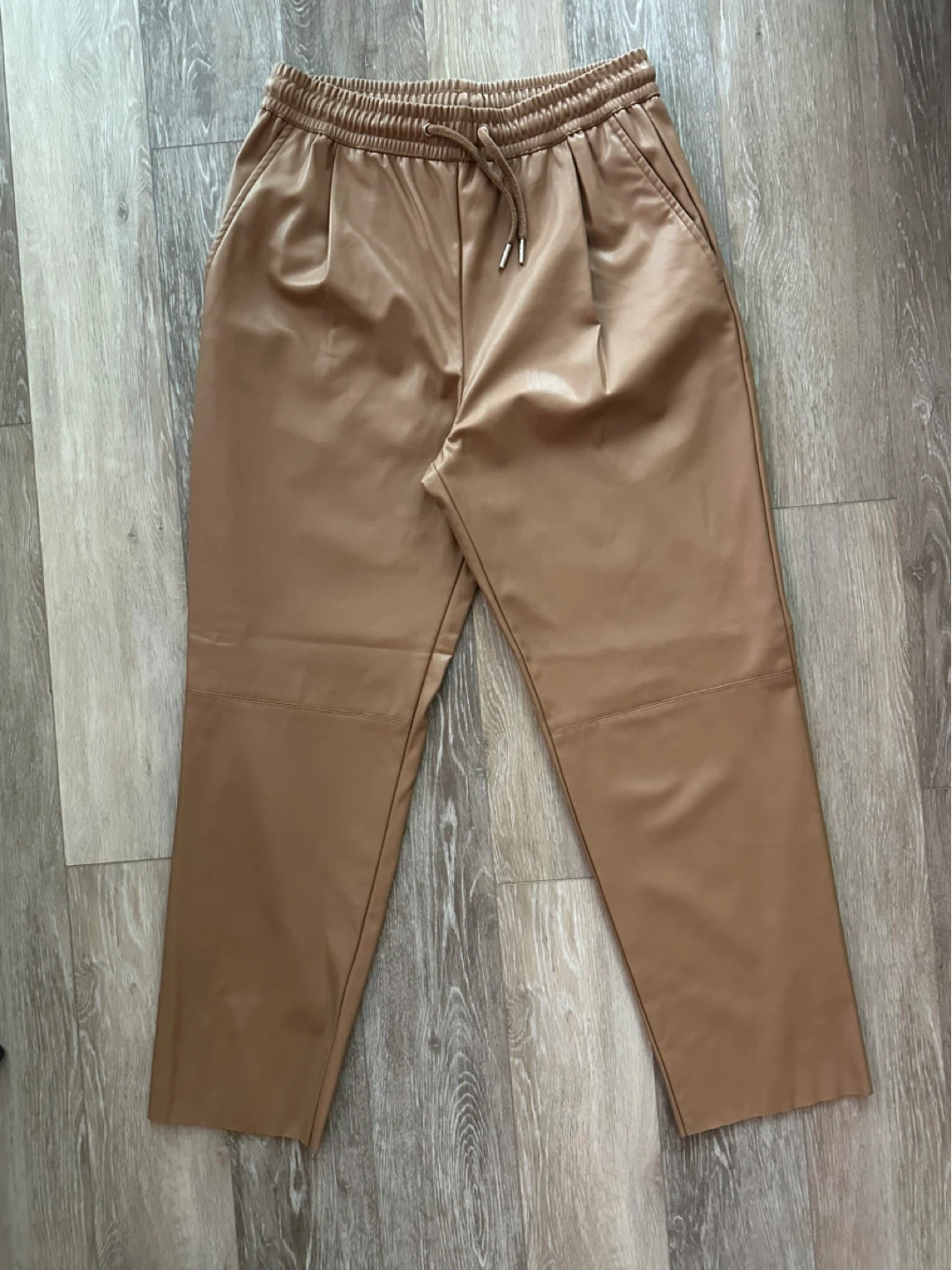 Zara Camel Faux Leather Trousers Size XS