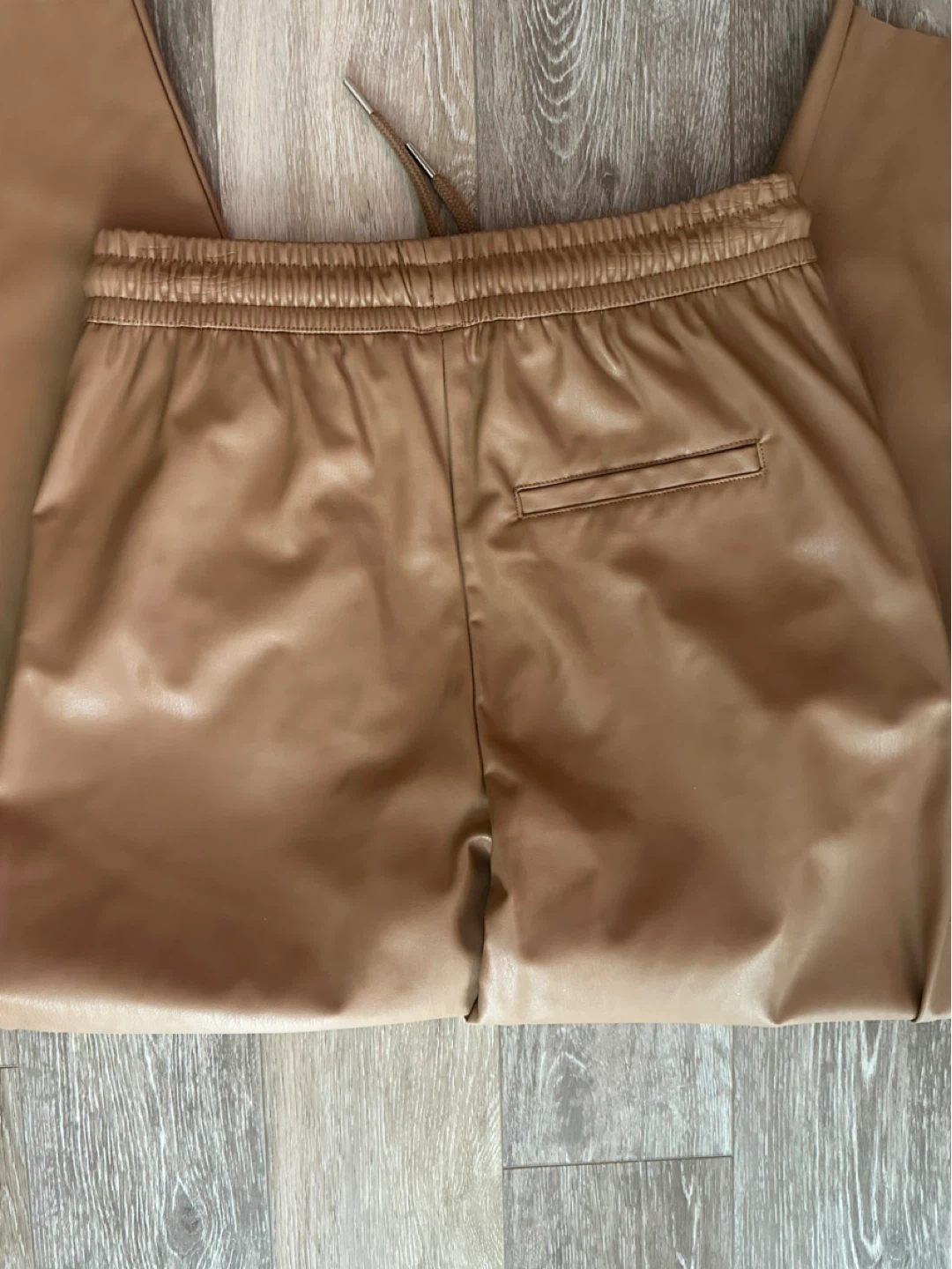 Zara Camel Faux Leather Trousers Size XS - photo 3