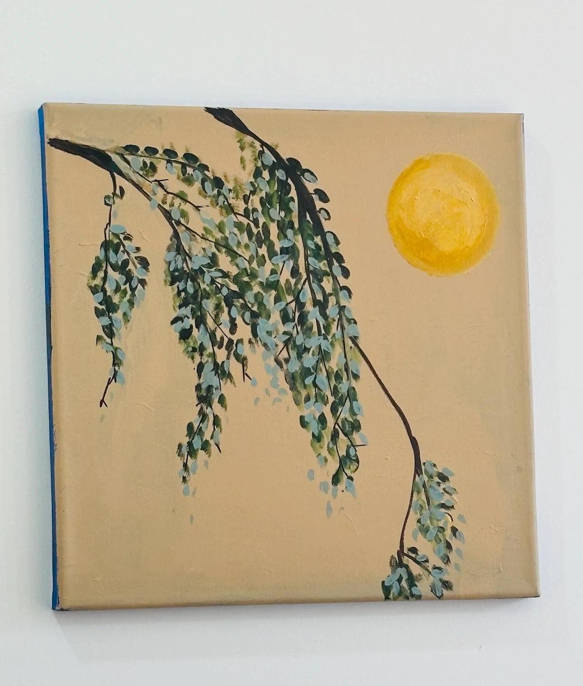 Painting of Wisteria Branch and Sun