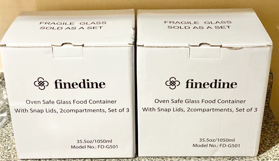 Finedine Oven Safe Glass Food Containers - Set of 6