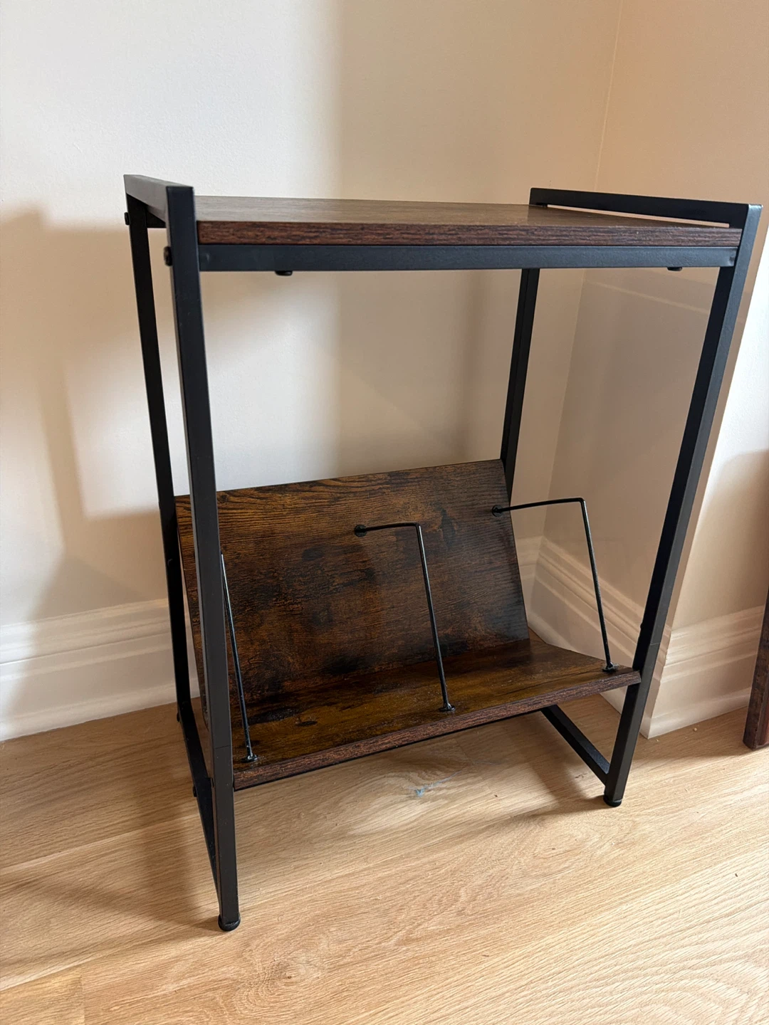 Rustic Industrial Side Table with Magazine Rack - photo 3