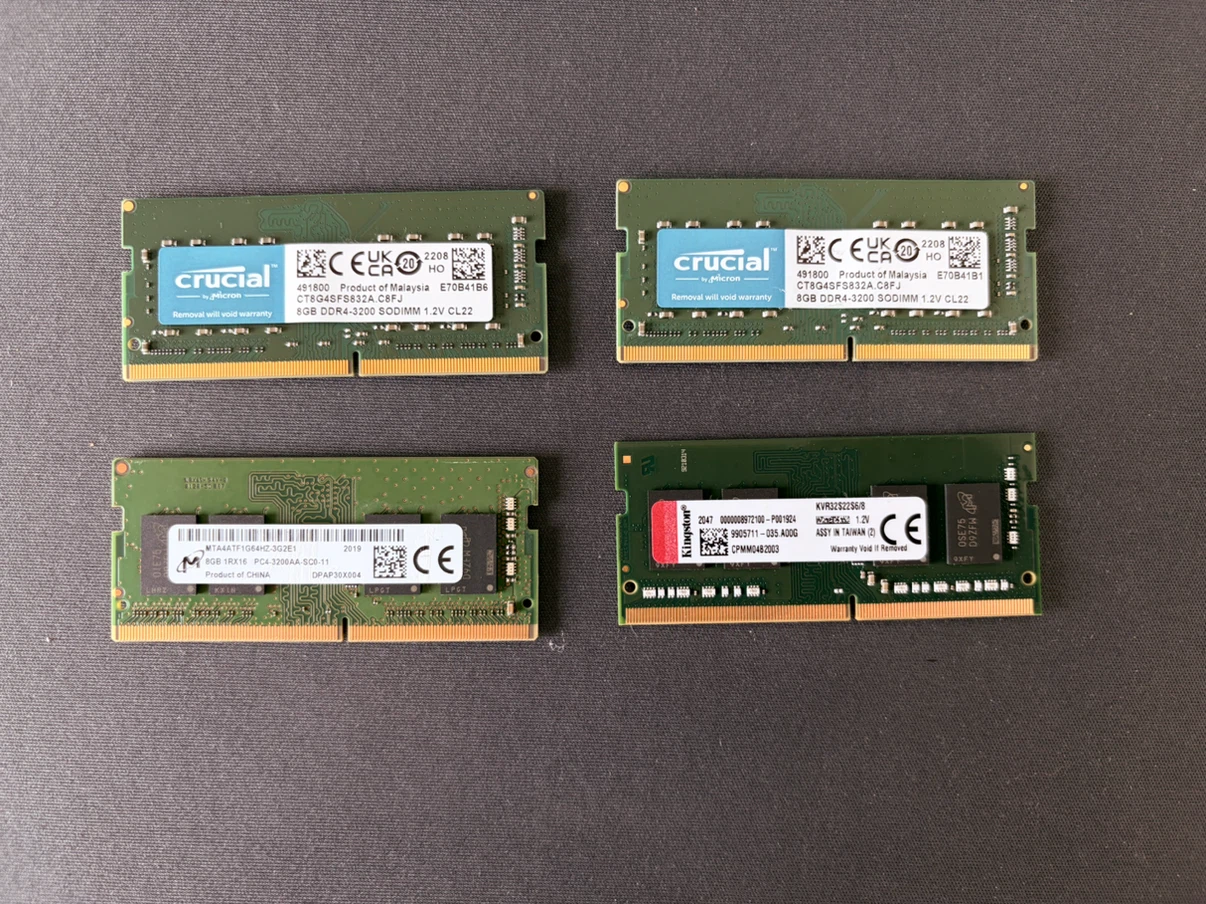 4x 8GB DDR4-3200 SODIMM Laptop RAM Sticks