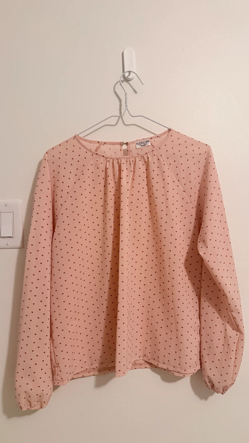 Pink Heart Print Blouse
