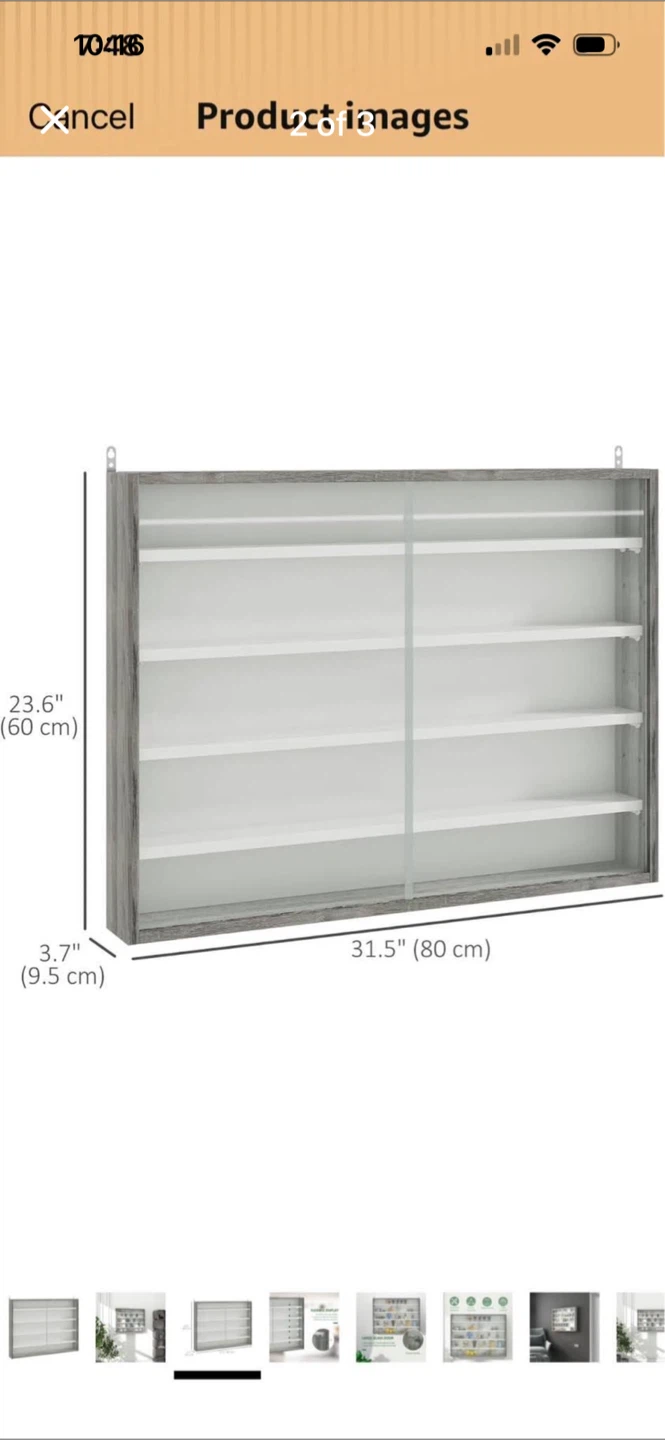 HOMCOM 5-Storey Wall Shelf Display Cabinet - Grey and White - photo 2