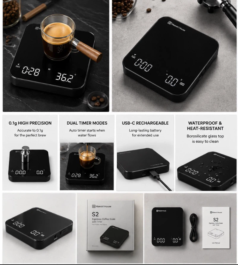 New Maestri House S2 Espresso Coffee Scale with Timer - photo 2