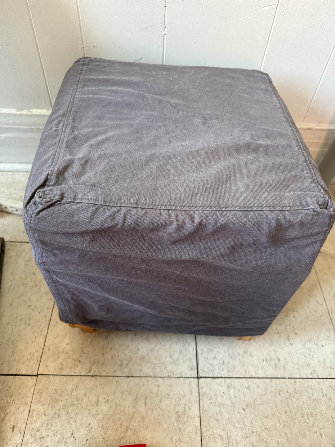 Grey Fabric Ottoman Footstool