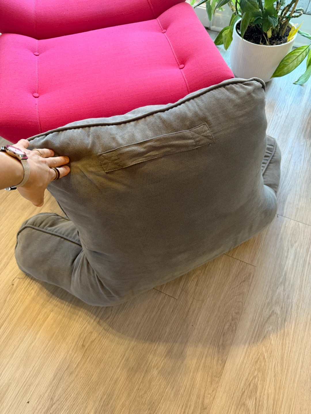 Grey Reading Pillow with Arms