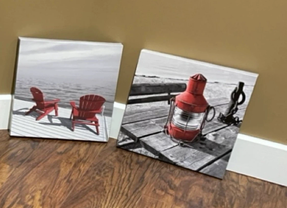 Set of 2 Nautical Themed Canvas Wall Art Prints
