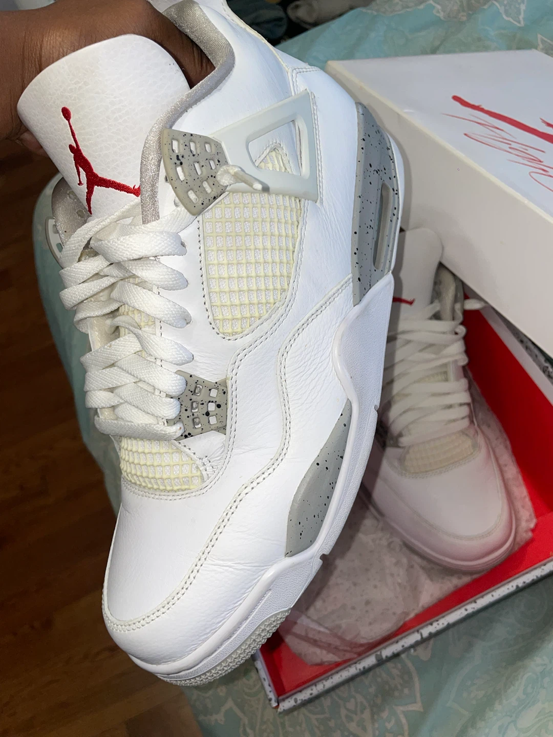 Air Jordan oreo 4 Retro White Tech Grey