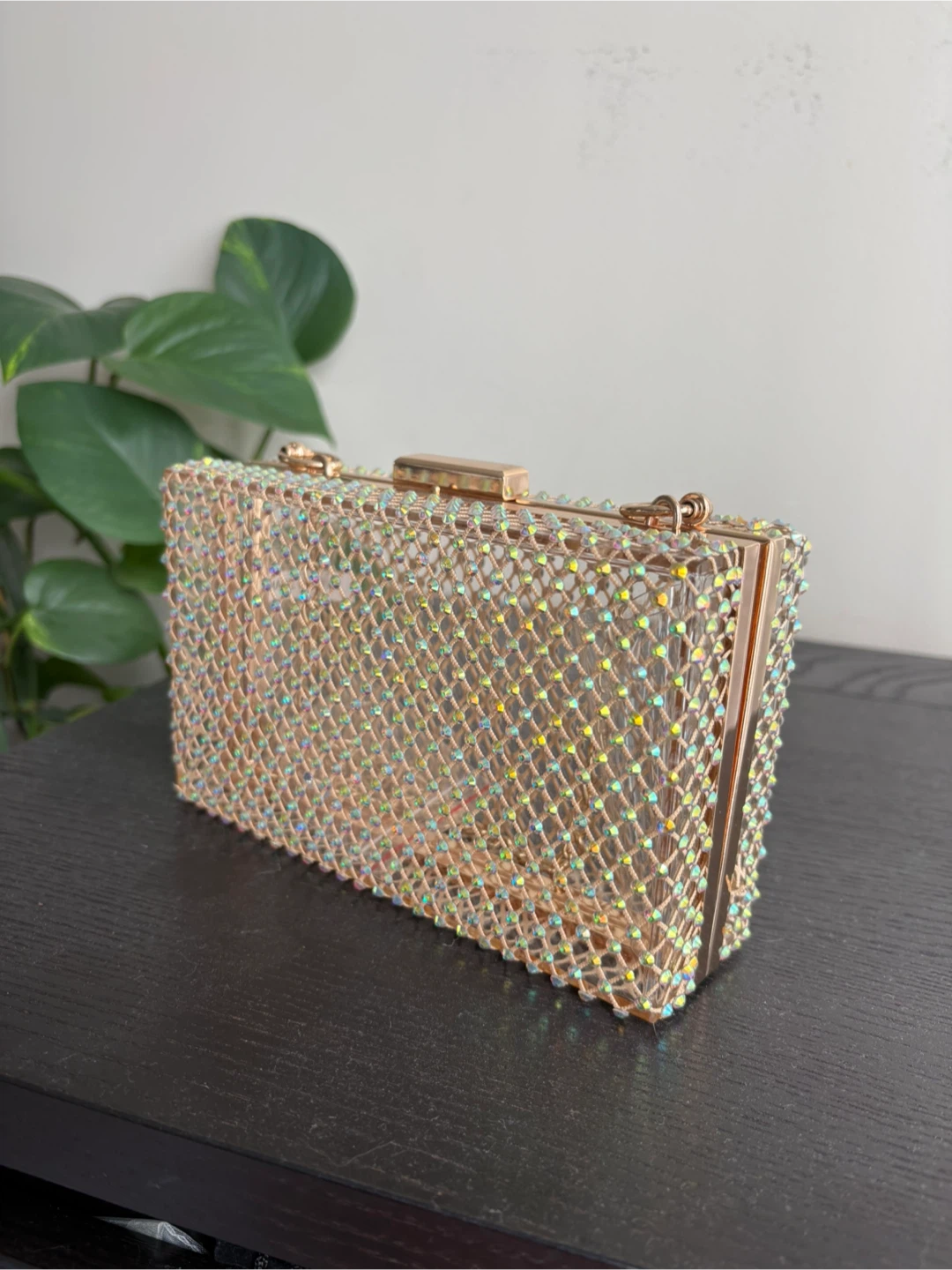 Crystal mesh evening clutch purse