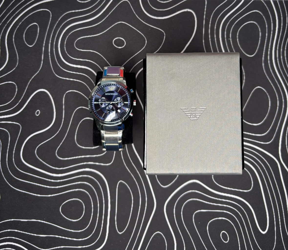 luxury Men's Watch Set - Navy Blue Dial with Box & Booklets - photo 2
