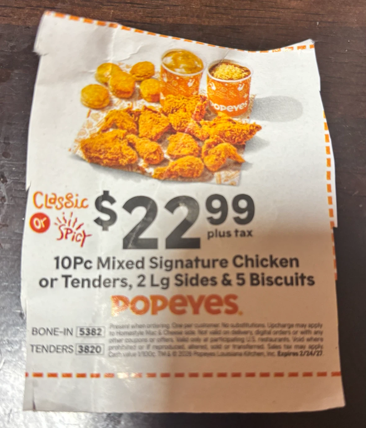 Popeyes 10Pc Mixed Chicken Deal