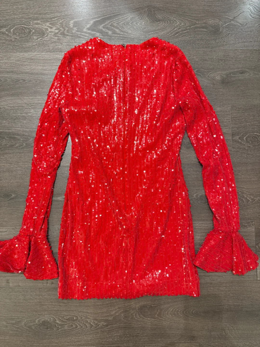 ROTATE Red Sequin Long Sleeve Mini Dress