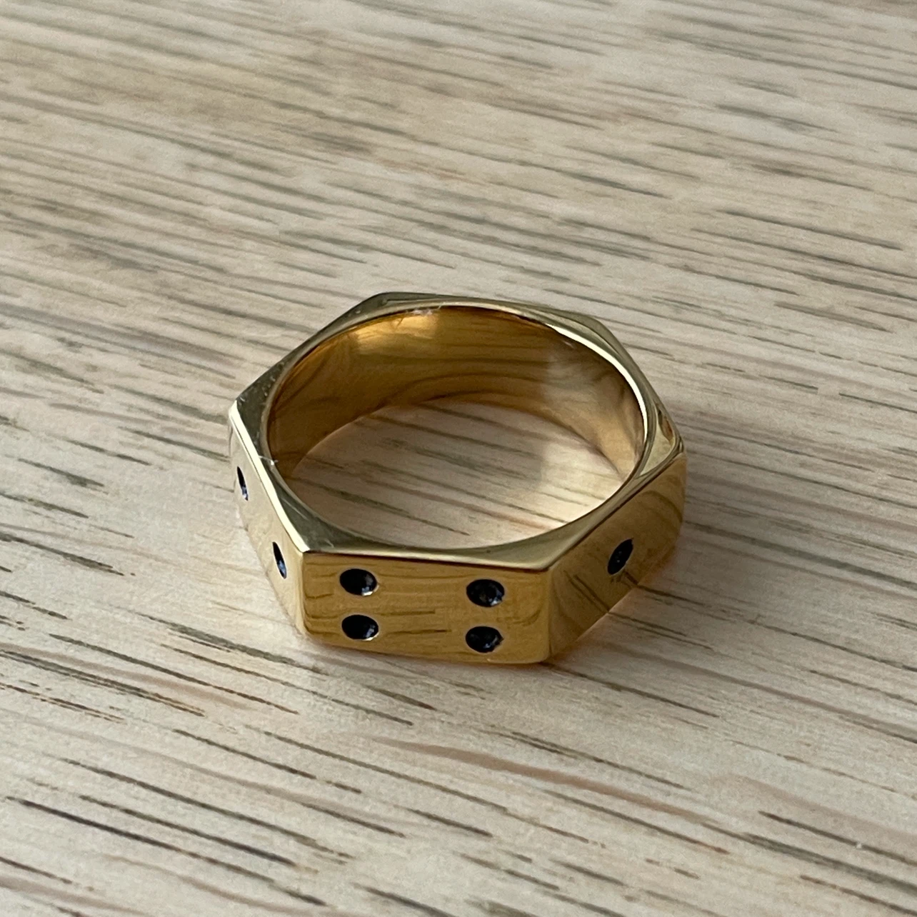Faceted dice stainless steel ring (size 10) - photo 3
