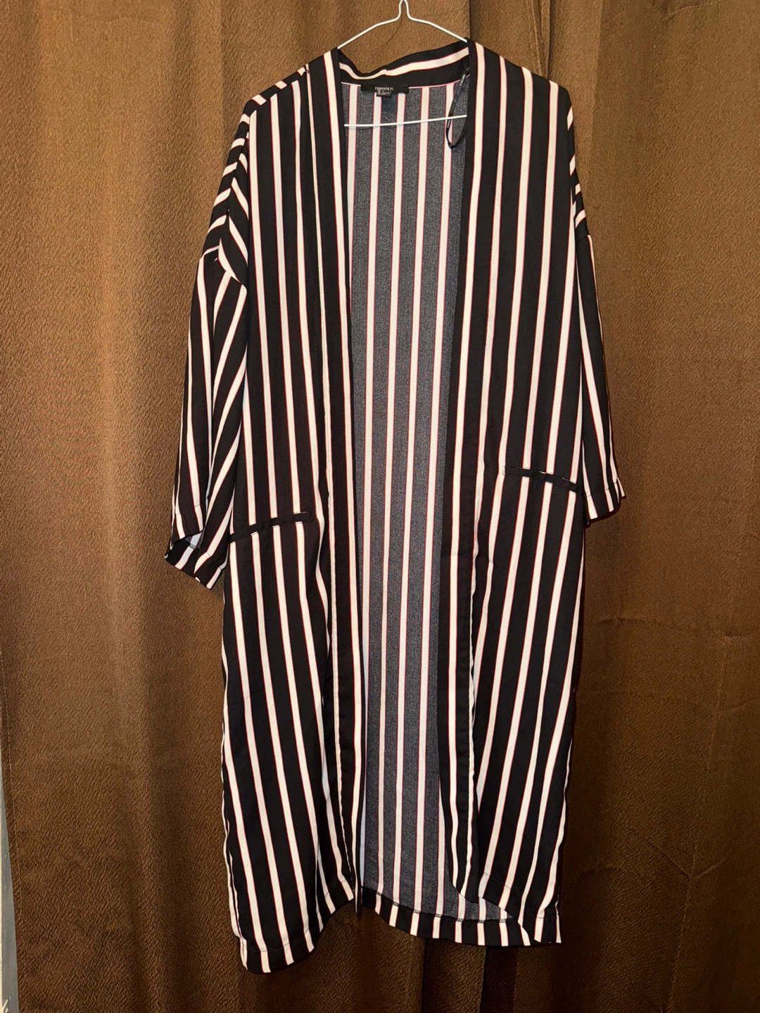 Forever 21 Striped Open Kimono