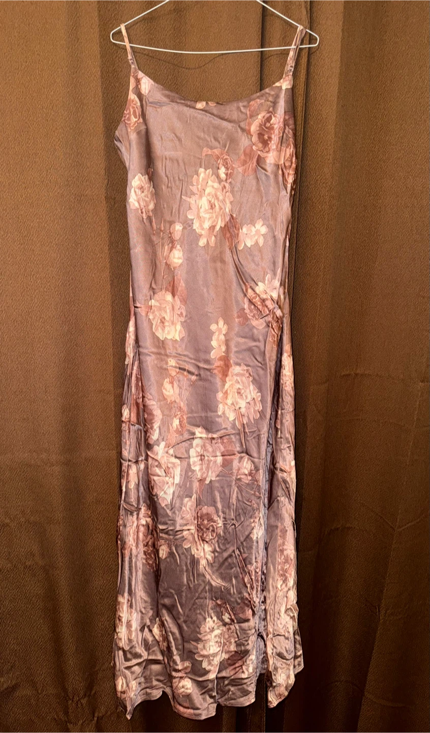 Dynamite Floral Satin Midi Slip Dress