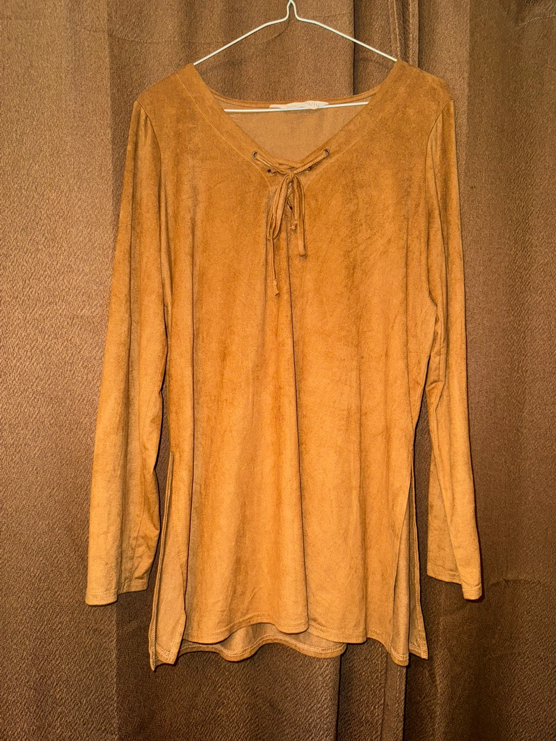 Bluenotes Tan Faux Suede Lace-Up Tunic