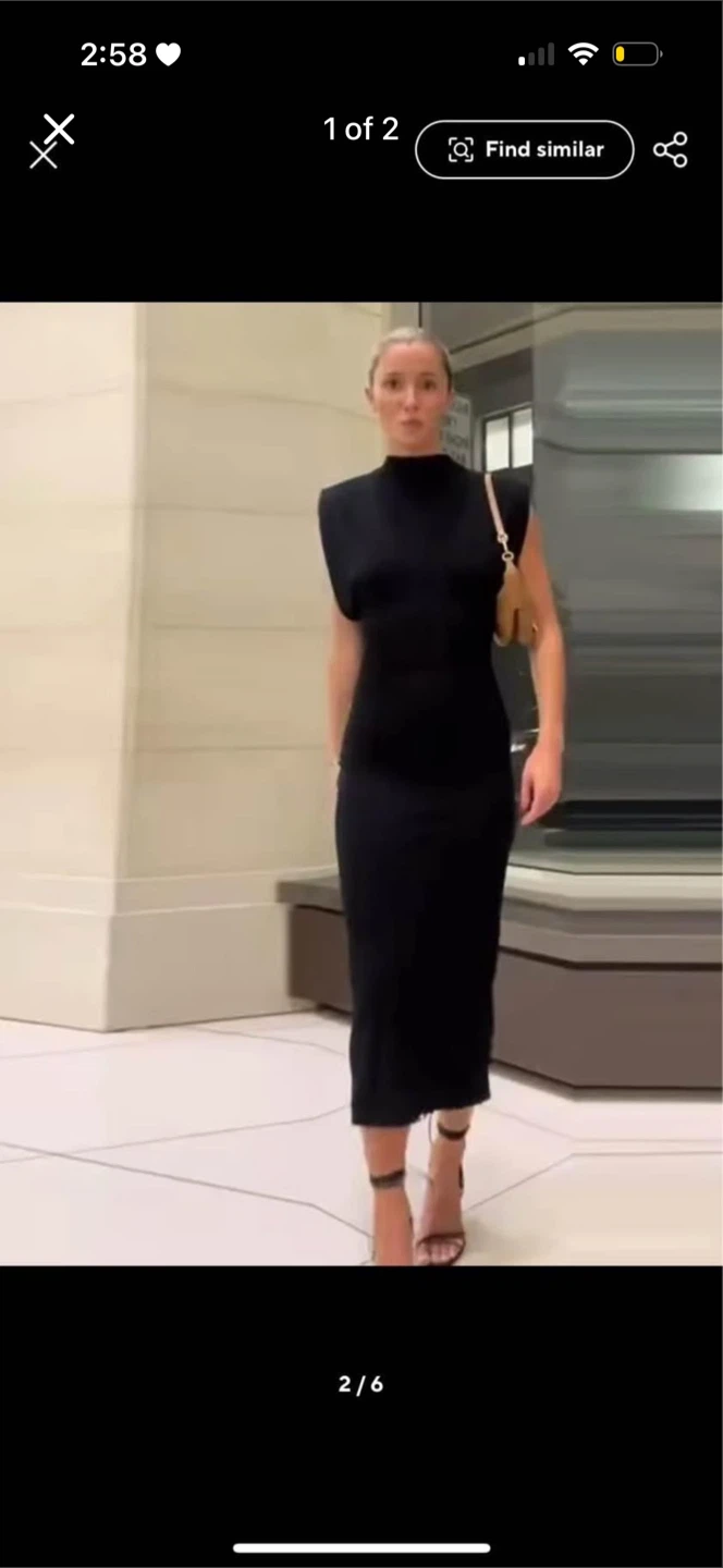 Black Sleeveless Mock Neck Midi Dress
