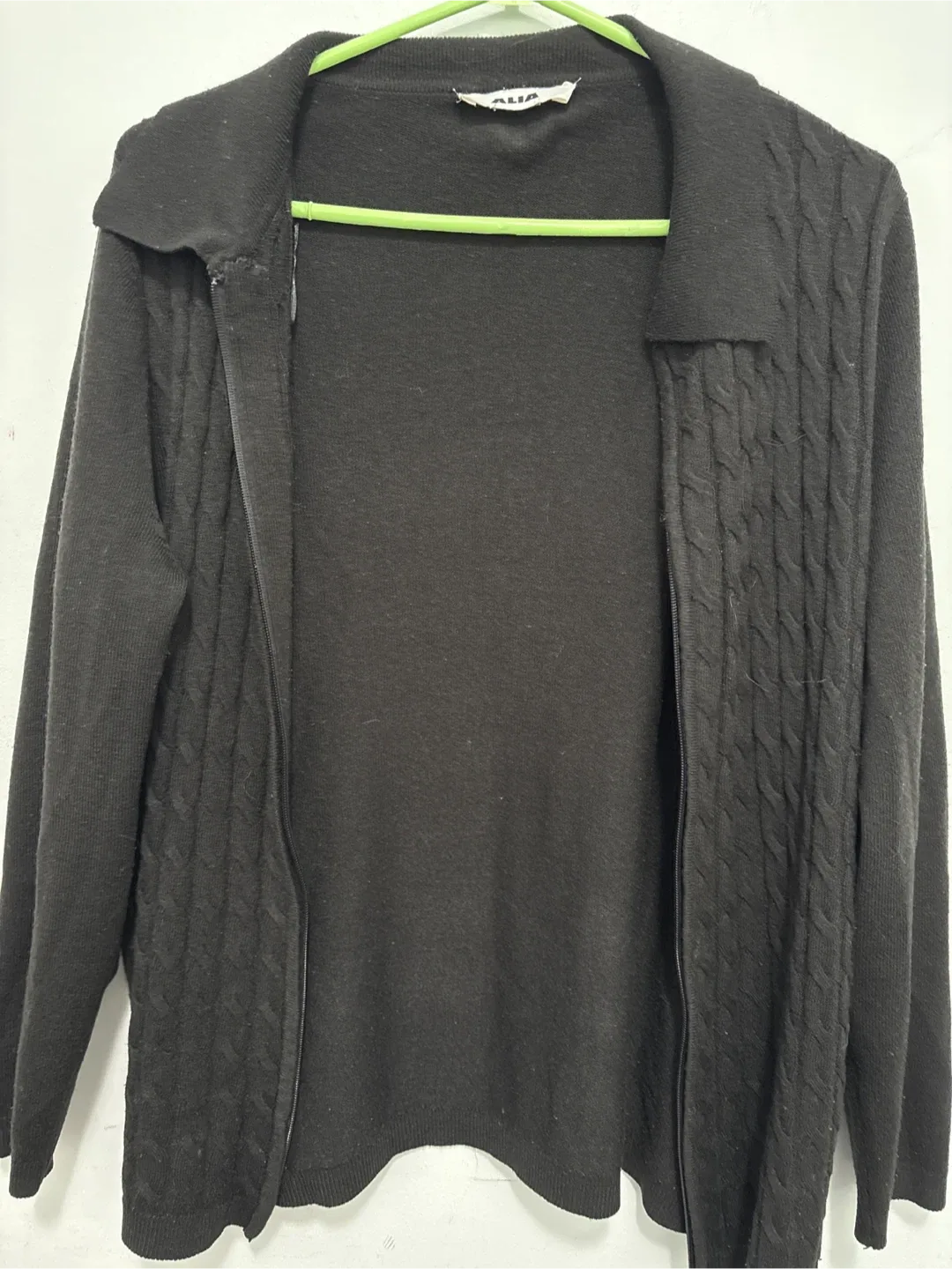 Alia Black Zip-Up Cardigan