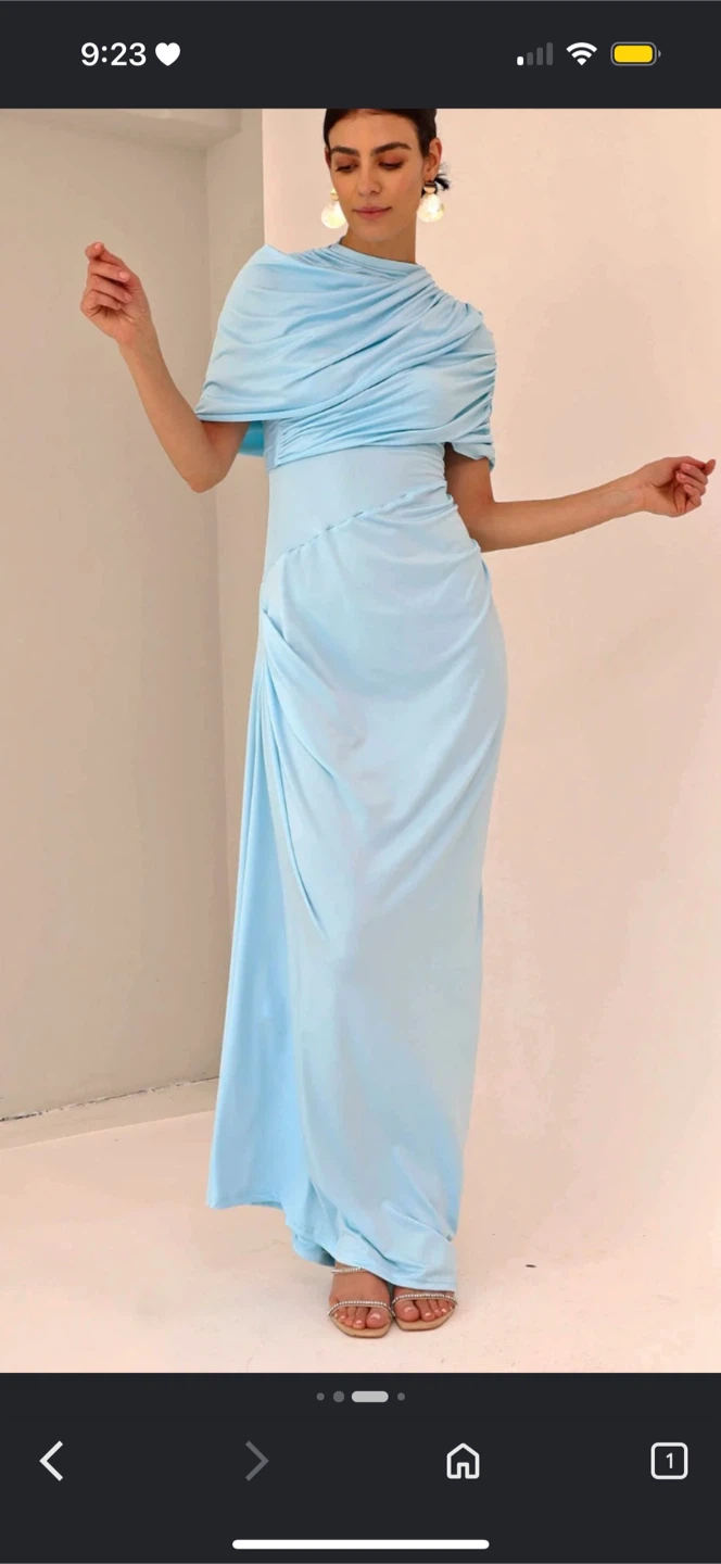 Light Blue Draped Maxi Dress - photo 2