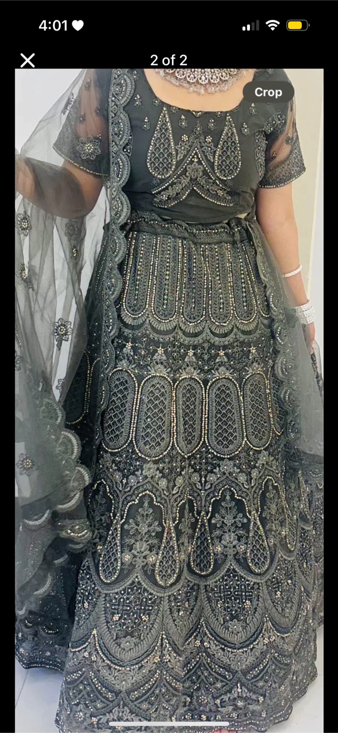 Embellished Grey Lehenga with Dupatta