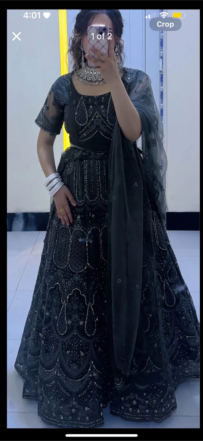 Embellished Grey Lehenga with Dupatta - photo 2