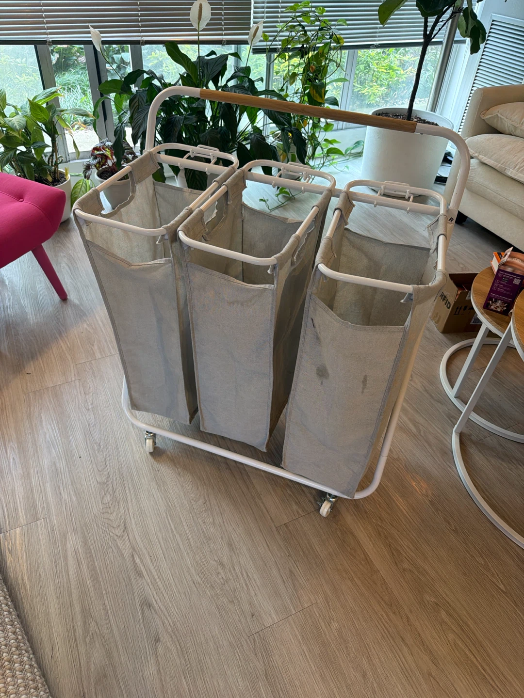 Triple Laundry Hamper with Wheels