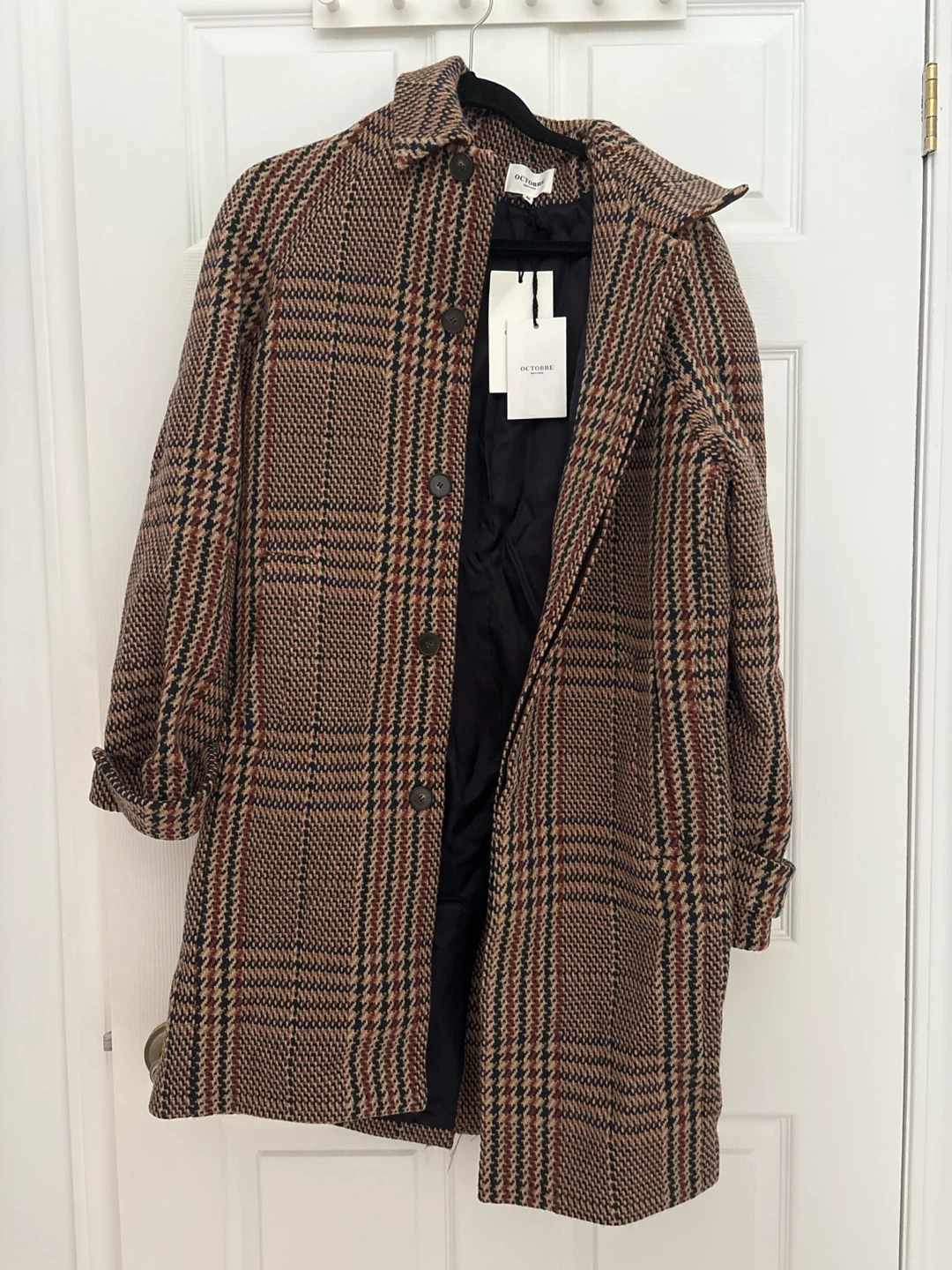 Sezane Octobre Editions Plaid Wool Coat