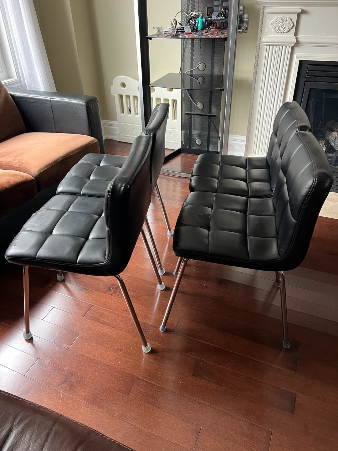 $10 for all 4 Black Faux Leather Dining Chairs