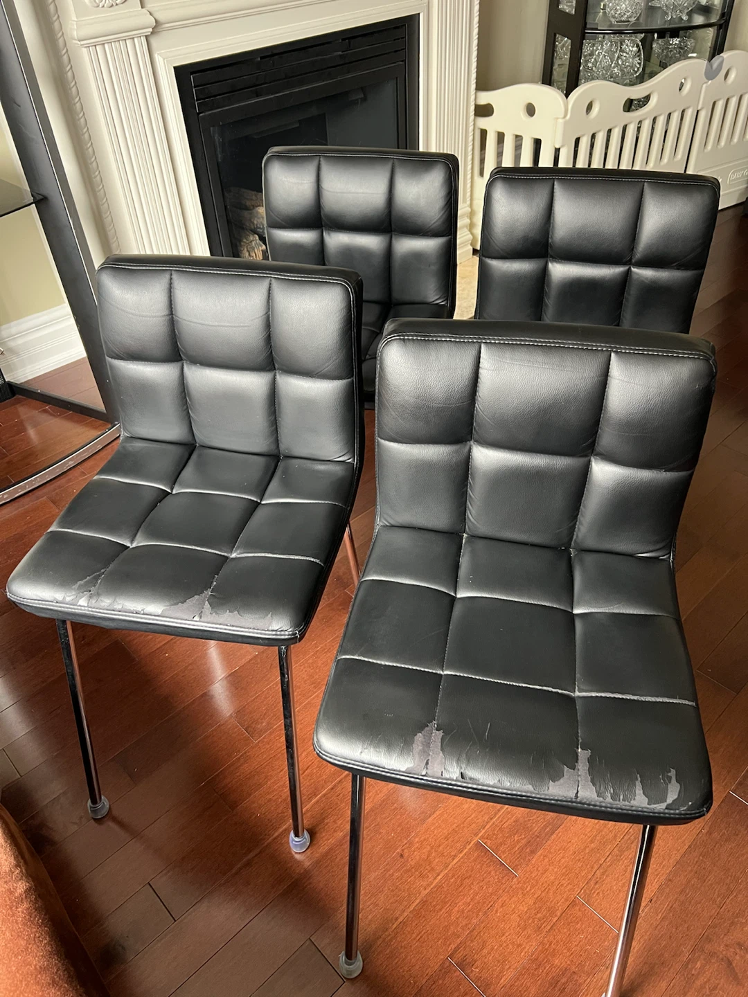 $10 for all 4 Black Faux Leather Dining Chairs - photo 2