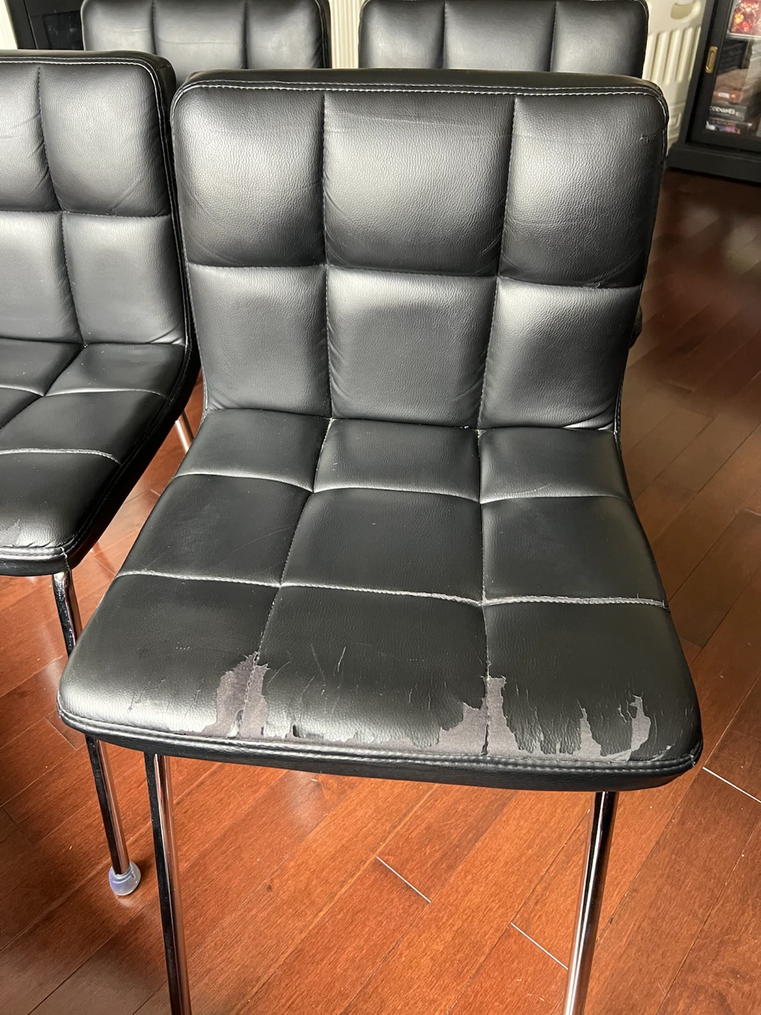 $10 for all 4 Black Faux Leather Dining Chairs - photo 3