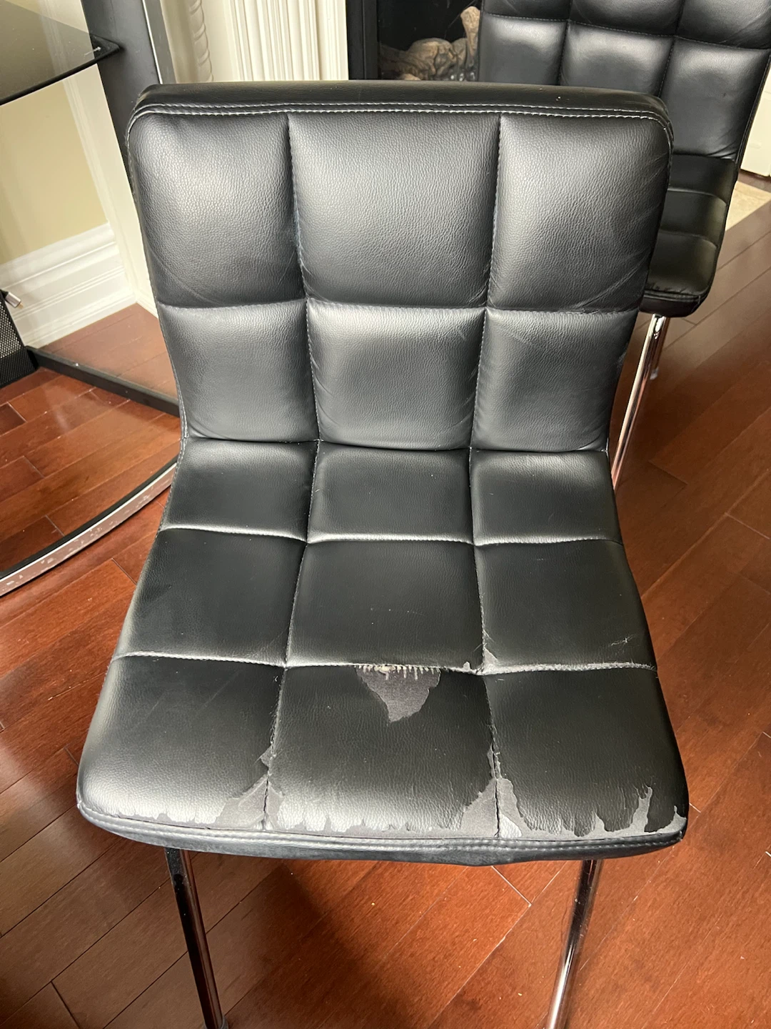 2 Black Faux Leather Dining Chairs - photo 2