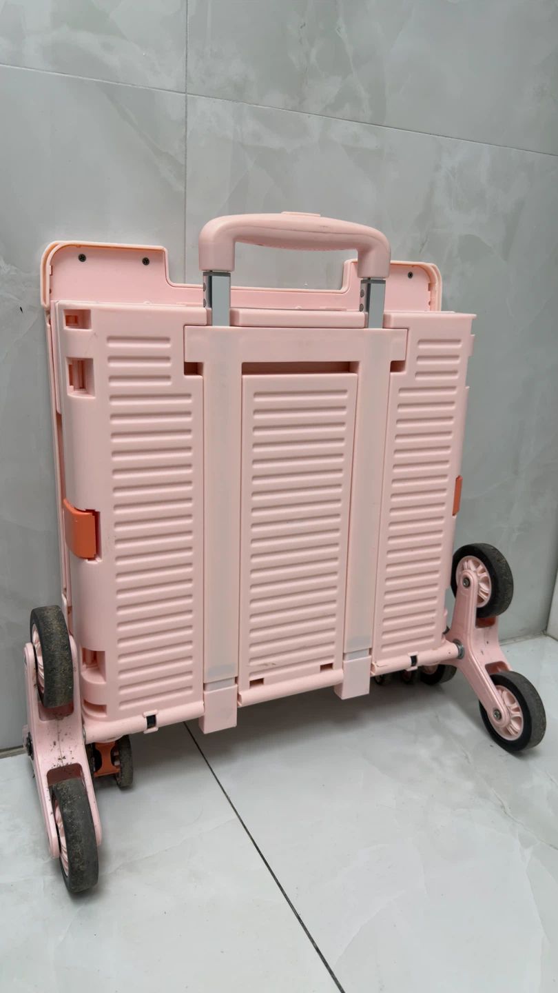 Pink Folding, Stair-Climbing Shopping Trolley