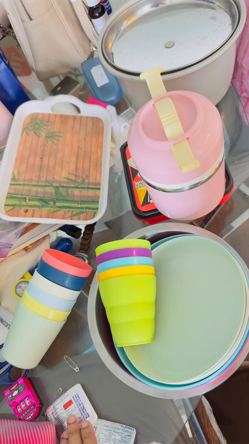 Colourful Stackable Cups and Plates Set