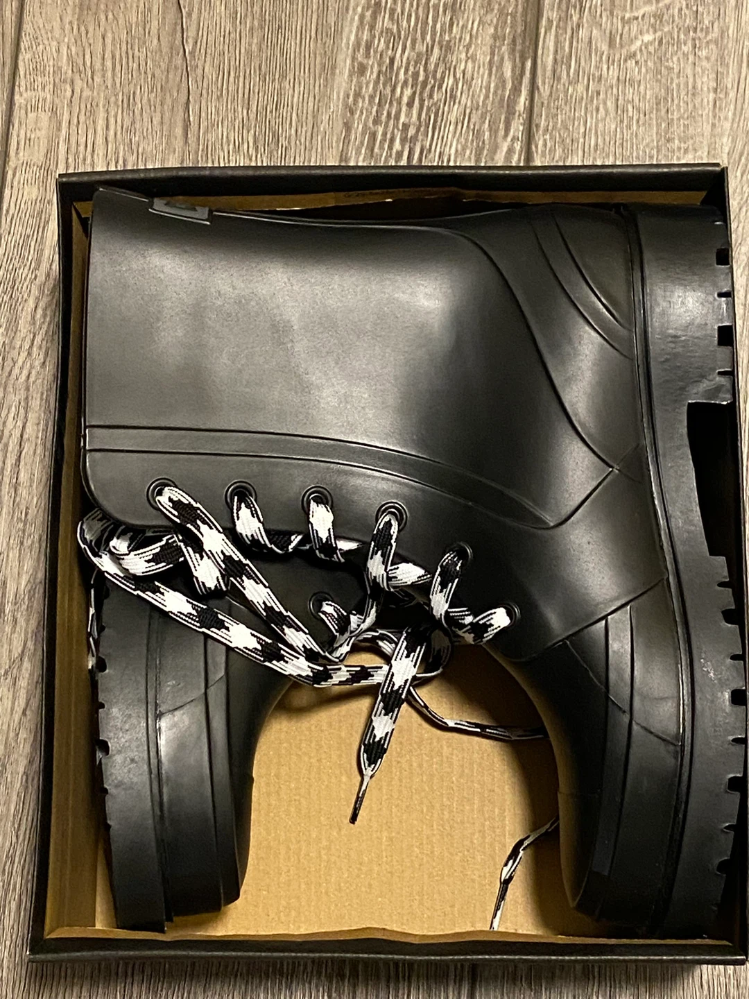 Madrid Black Lace-Up Rain Boots - photo 2
