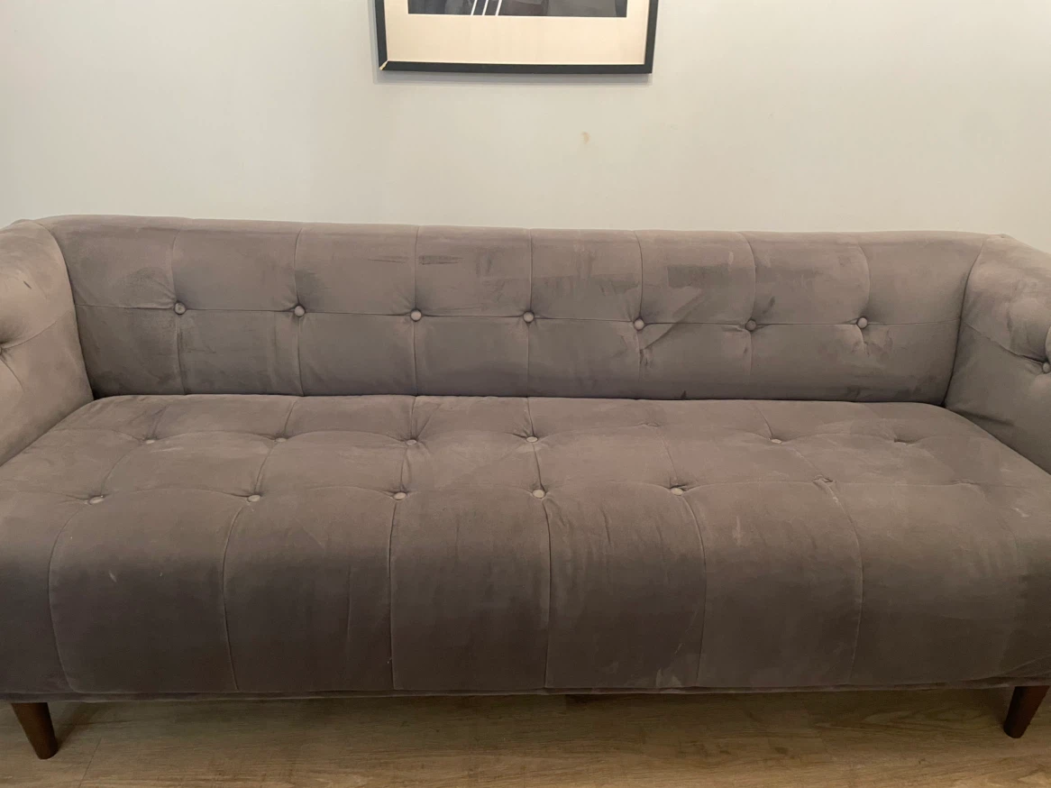 Sofa Structube LORETTA mid-century modern velvet 3-seater sofa