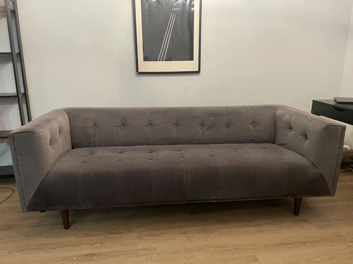 Sofa Structube LORETTA mid-century modern velvet 3-seater sofa - photo 2