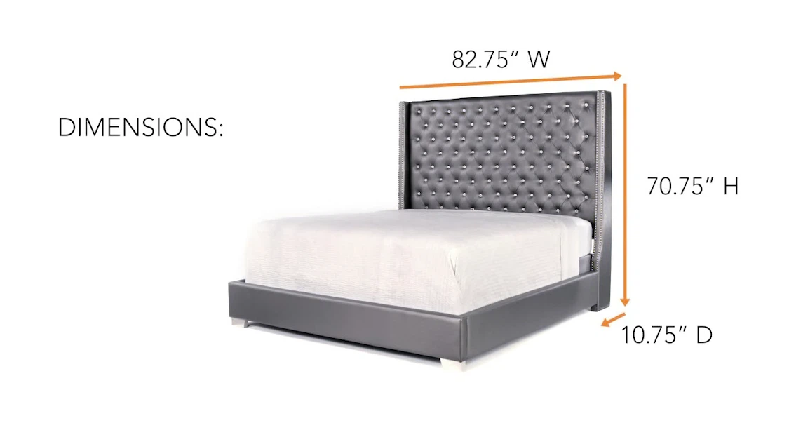 Grey Upholstered Queen Bed Frame with Tufting